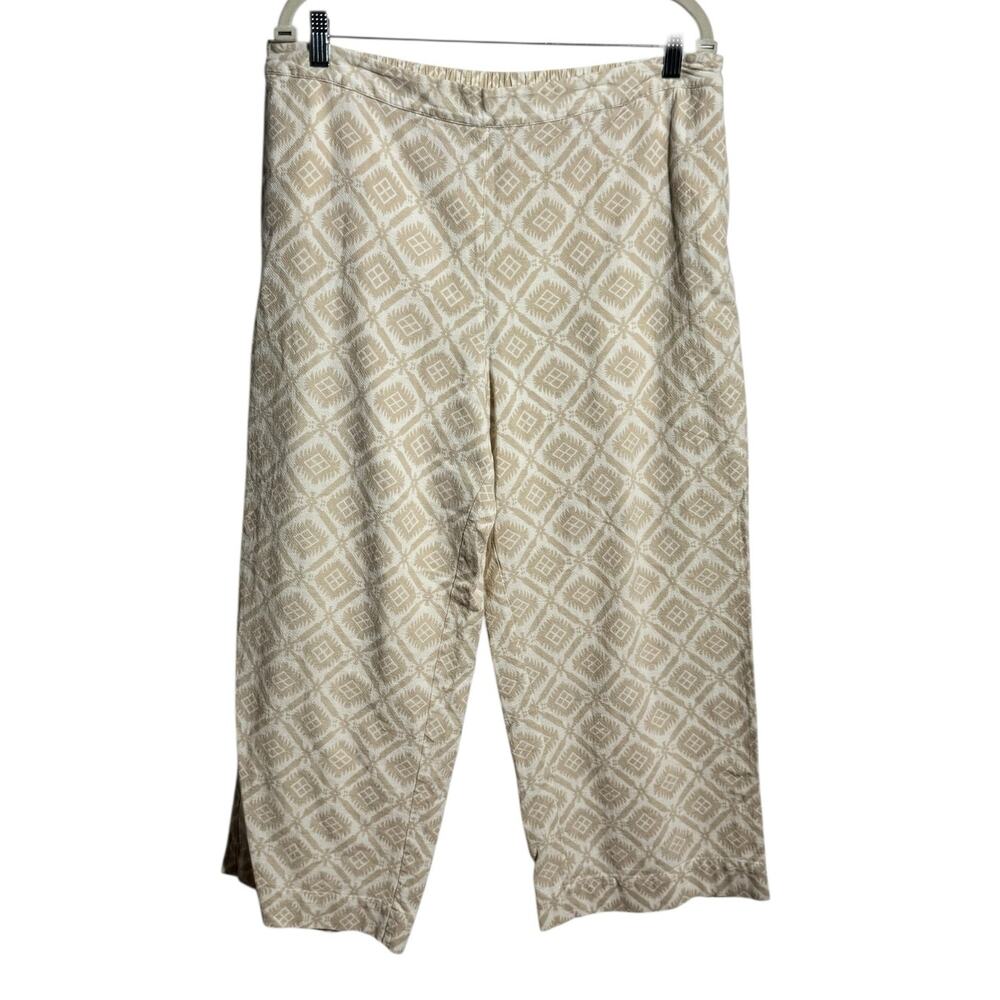 Soft‎ Surroundings 100% Cotton Coastal Pants Women LP Tan Cream Minimal Vacation